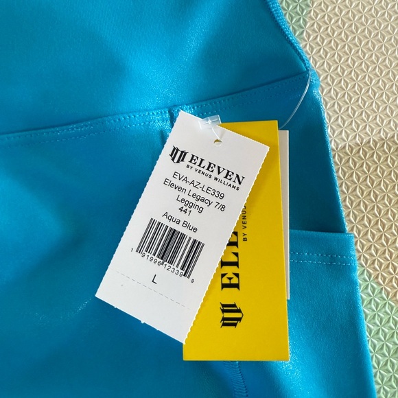 EleVen by Venus Williams Vibrant Blue Shiny Leggings Size L NWT - Picture 4 of 7